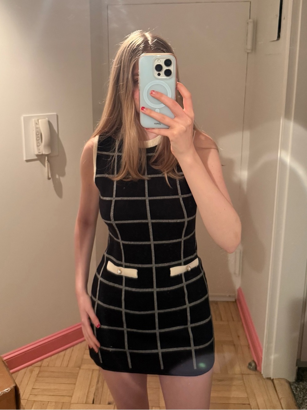 NWT French Connection Black Checker Mini Dress